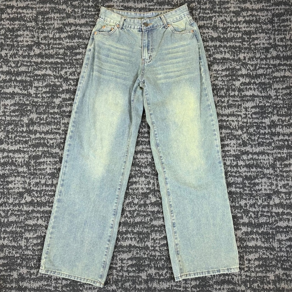 Vintage Wash Wide Leg Jeans Women's Size 27 Light Blue Stretch Denim High Rise